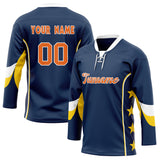 Custom Unisex Navy & Yellow Pattern Hockey Jersey