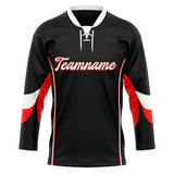 Custom Unisex Black & Red Pattern Hockey Jersey