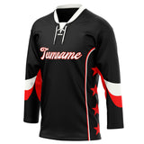 Custom Unisex Black & Red Pattern Hockey Jersey