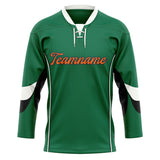 Custom Unisex Kelly Green & White Pattern Hockey Jersey