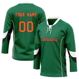 Custom Unisex Kelly Green & White Pattern Hockey Jersey