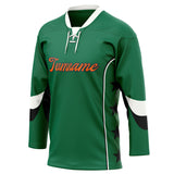 Custom Unisex Kelly Green & White Pattern Hockey Jersey