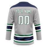 Custom Unisex Gray & Navy Pattern Hockey Jersey