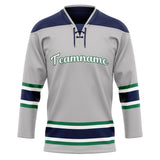 Custom Unisex Gray & Navy Pattern Hockey Jersey