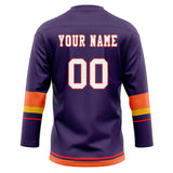 Custom Unisex Purple & Orange Pattern Hockey Jersey