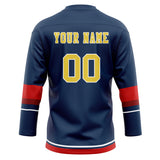 Custom Unisex Navy & Red Pattern Hockey Jersey