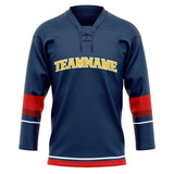 Custom Unisex Navy & Red Pattern Hockey Jersey