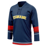 Custom Unisex Navy & Red Pattern Hockey Jersey