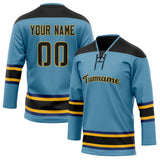 Custom Unisex Light Blue & Black Pattern Hockey Jersey