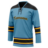 Custom Unisex Light Blue & Black Pattern Hockey Jersey