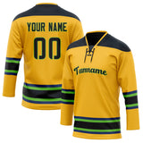 Custom Unisex Gold & Black Pattern Hockey Jersey