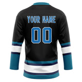 Custom Unisex Black & Teal Pattern Hockey Jersey