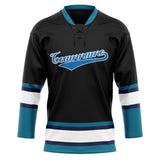 Custom Unisex Black & Teal Pattern Hockey Jersey