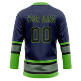 Custom Unisex Navy & Neon-Green Pattern Hockey Jersey