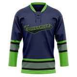 Custom Unisex Navy & Neon-Green Pattern Hockey Jersey