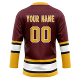 Custom Unisex Crimson & Gold Pattern Hockey Jersey