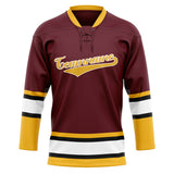 Custom Unisex Crimson & Gold Pattern Hockey Jersey