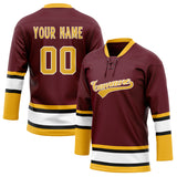 Custom Unisex Crimson & Gold Pattern Hockey Jersey