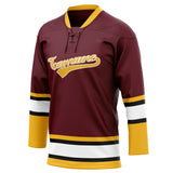 Custom Unisex Crimson & Gold Pattern Hockey Jersey