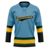 Custom Unisex Light Blue & Black Pattern Hockey Jersey