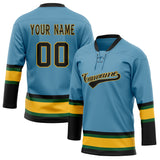 Custom Unisex Light Blue & Black Pattern Hockey Jersey