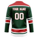 Custom Unisex Kelly Green & Red Pattern Hockey Jersey