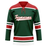 Custom Unisex Kelly Green & Red Pattern Hockey Jersey