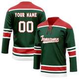 Custom Unisex Kelly Green & Red Pattern Hockey Jersey