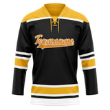 Custom Unisex Black & Gold Pattern Hockey Jersey