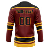 Custom Unisex Crimson & Black Pattern Hockey Jersey