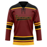 Custom Unisex Crimson & Black Pattern Hockey Jersey