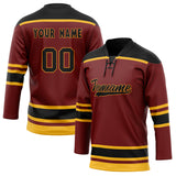 Custom Unisex Crimson & Black Pattern Hockey Jersey