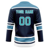 Custom Unisex Navy & Light Blue Pattern Hockey Jersey