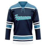 Custom Unisex Navy & Light Blue Pattern Hockey Jersey