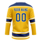 Custom Unisex Gold & Navy Pattern Hockey Jersey