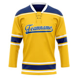 Custom Unisex Gold & Navy Pattern Hockey Jersey