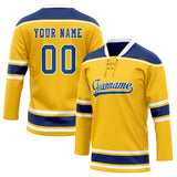 Custom Unisex Gold & Navy Pattern Hockey Jersey