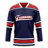 Custom Unisex Navy & Red Pattern Hockey Jersey