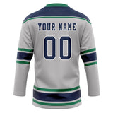 Custom Unisex Gray & Navy Pattern Hockey Jersey