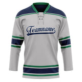 Custom Unisex Gray & Navy Pattern Hockey Jersey