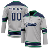 Custom Unisex Gray & Navy Pattern Hockey Jersey