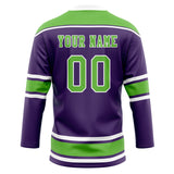 Custom Unisex Purple & Neon-Green Pattern Hockey Jersey