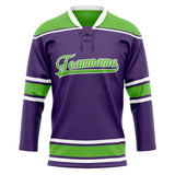 Custom Unisex Purple & Neon-Green Pattern Hockey Jersey