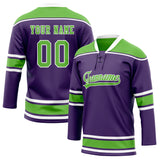 Custom Unisex Purple & Neon-Green Pattern Hockey Jersey