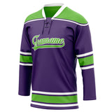 Custom Unisex Purple & Neon-Green Pattern Hockey Jersey