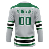 Custom Unisex Gray & Kelly Green Pattern Hockey Jersey