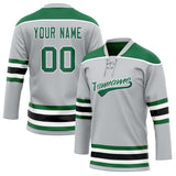 Custom Unisex Gray & Kelly Green Pattern Hockey Jersey