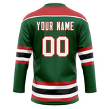 Custom Unisex Kelly Green & Red Pattern Hockey Jersey