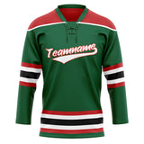 Custom Unisex Kelly Green & Red Pattern Hockey Jersey