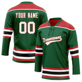 Custom Unisex Kelly Green & Red Pattern Hockey Jersey